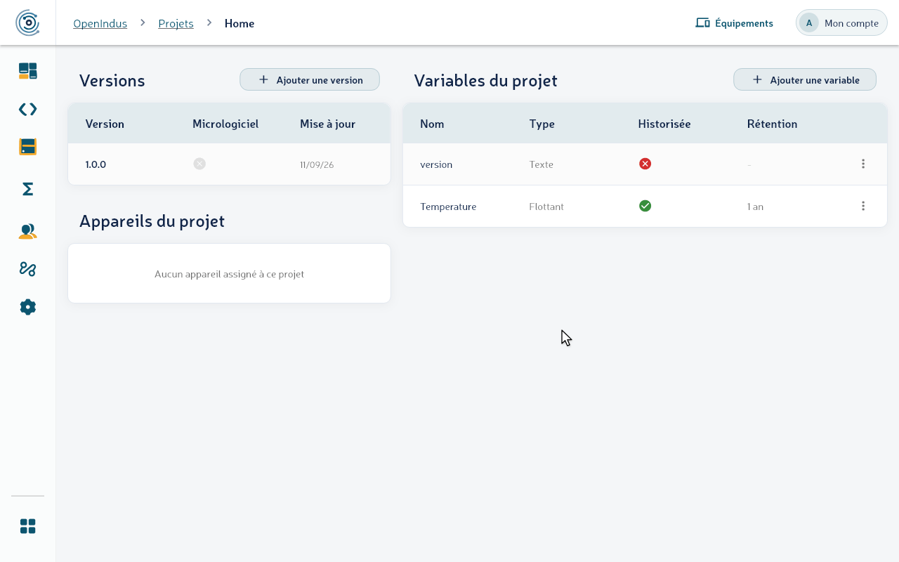 Démonstration : copie du code embarqué généré par OI Cloud pour la version 1.0.0